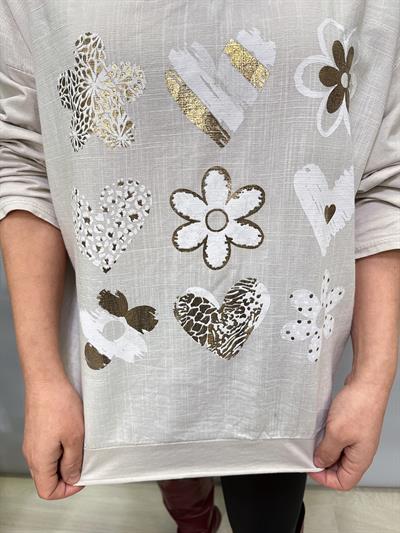 3021 Italyan Pamuklu Bluz Taş