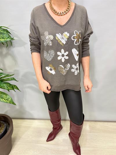 3021 Italyan Pamuklu Bluz Vizon