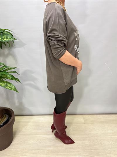 3021 Italyan Pamuklu Bluz Vizon