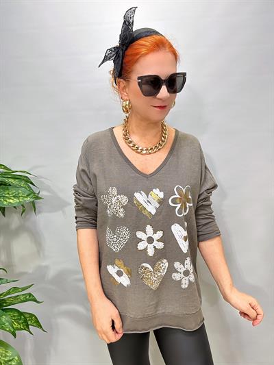 3021 Italyan Pamuklu Bluz Vizon