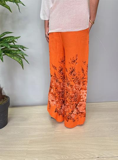 3023 Italyan Keten Pantolon Turuncu