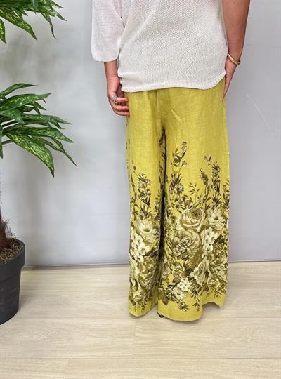 3023 Italyan Keten Pantolon Yeşil 