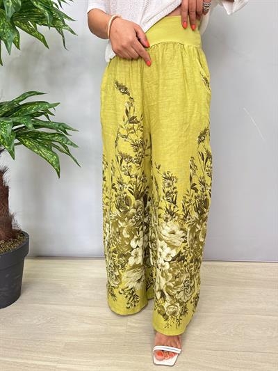 3023 Italyan Keten Pantolon Yeşil 