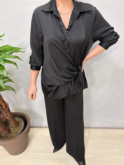 3025 Saten Gömlek Siyah