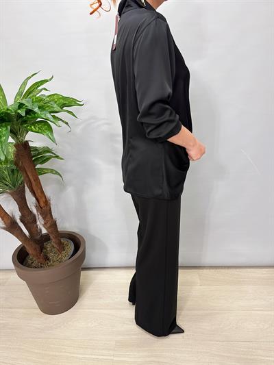 3025 Saten Gömlek Siyah