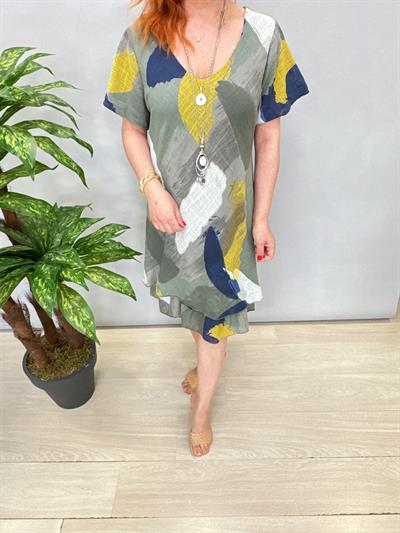 3040 İTALYAN PAMUKLU ELBİSE HAKİ