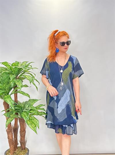 3040 İTALYAN PAMUKLU ELBİSE LACİVERT