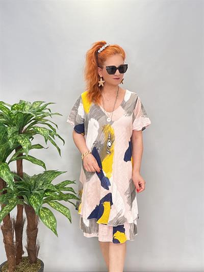 3040 İTALYAN PAMUKLU ELBİSE PUDRA PEMBE