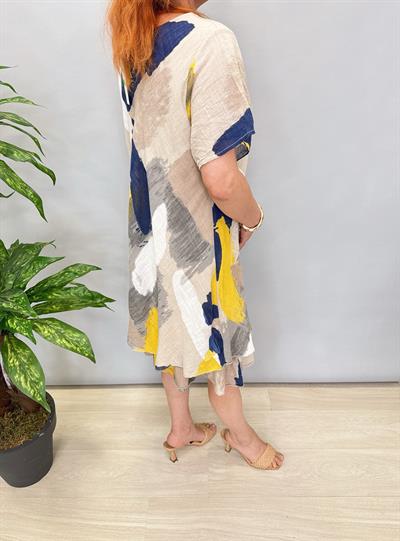 3040 İTALYAN PAMUKLU ELBİSE TAŞ