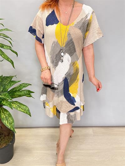 3040 İTALYAN PAMUKLU ELBİSE TAŞ