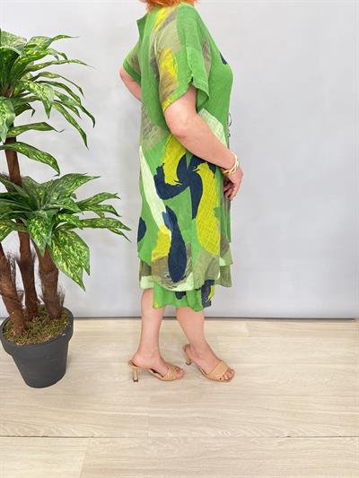 3040 İTALYAN PAMUKLU ELBİSE YEŞİL