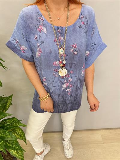 3088 İTALYAN PAMUKLU DESENLİ BLUZ