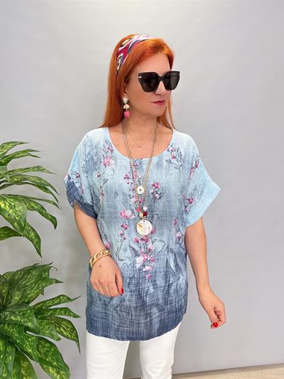 3088 İTALYAN PAMUKLU DESENLİ BLUZ