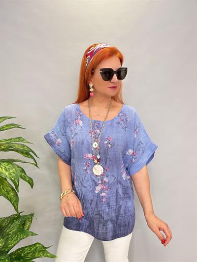 3088 İTALYAN PAMUKLU DESENLİ BLUZ
