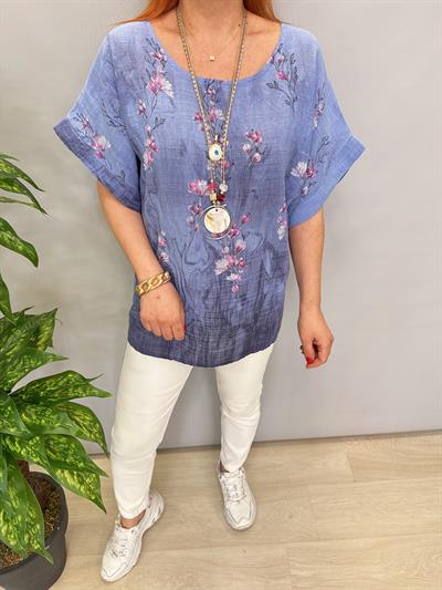 3088 İTALYAN PAMUKLU DESENLİ BLUZ