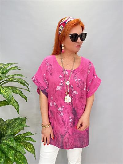 3088 İTALYAN PAMUKLU DESENLİ BLUZ