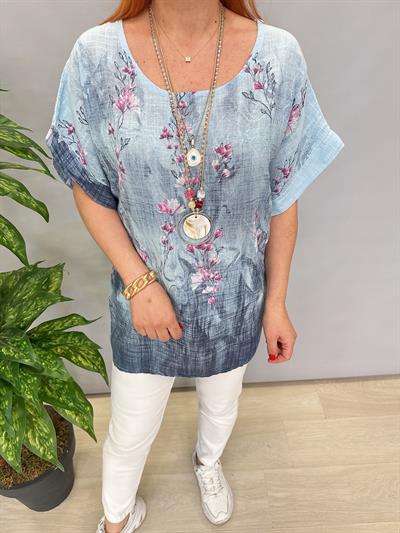 3088 İTALYAN PAMUKLU DESENLİ BLUZ