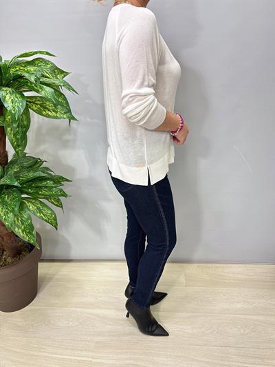 3111 İnce V Yaka Triko Ekru