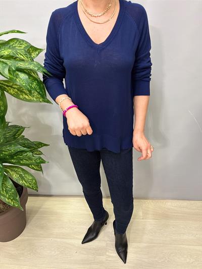 3111 İnce V Yaka Triko Lacivert