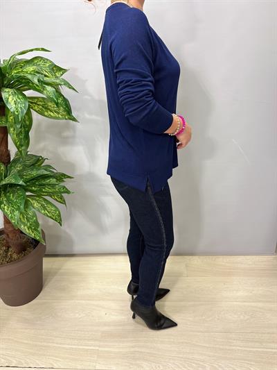 3111 İnce V Yaka Triko Lacivert