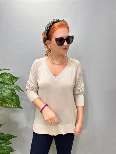 3111 İnce V Yaka Triko Taş