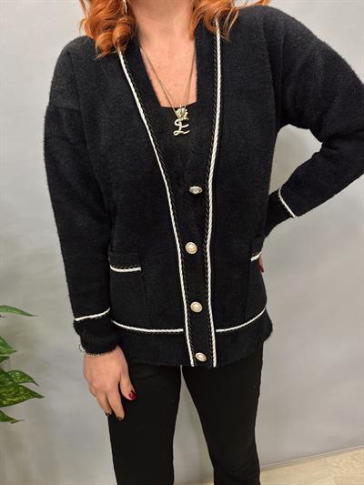 3135 İNCİ DÜĞMELİ HIRKA  SİYAH