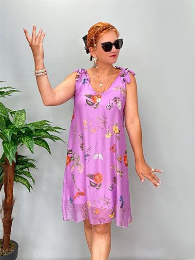 3220 Italyan İpek Elbise Lila