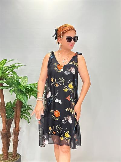 3220 Italyan İpek Elbise Siyah