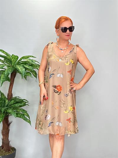 3220 Italyan İpek Elbise Vizon 