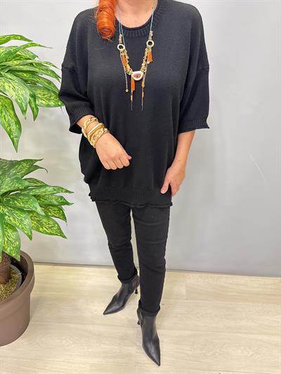 3240 Etek Ucu Volan Detay Angora Triko Siyah