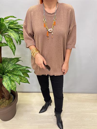 3240 Etek Ucu Volan Detay Angora Triko Camel