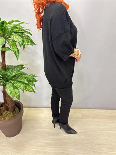 3240 Etek Ucu Volan Detay Angora Triko Siyah