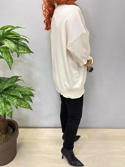 3240 Etek Ucu Volan Detay Angora Triko Ekru