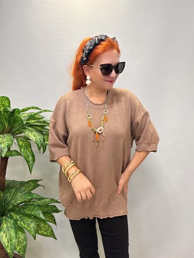 3240 Etek Ucu Volan Detay Angora Triko Camel