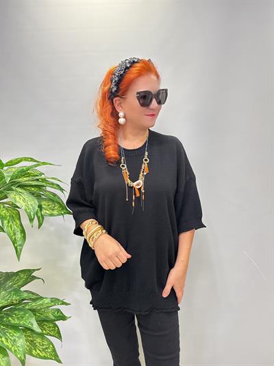 3240 Etek Ucu Volan Detay Angora Triko Siyah