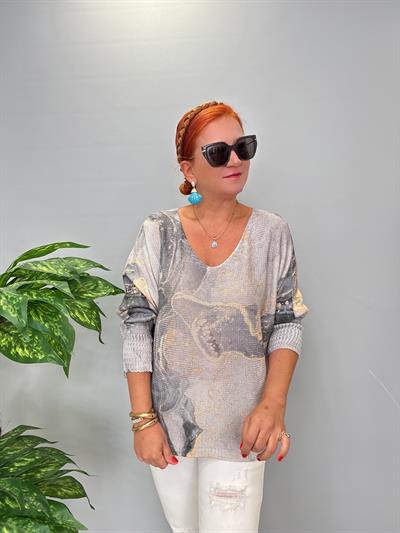 3285 Italyan V Yaka Merserize Bluz 