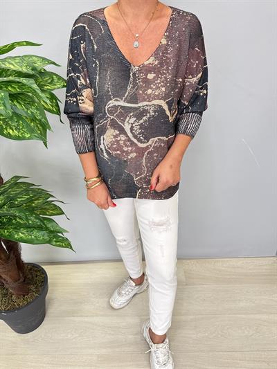 3285 Italyan V Yaka Merserize Bluz