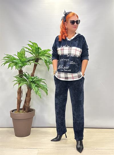 1875 Ekose Detaylı Şönil Kadife Takım Laicvert