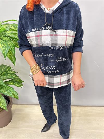 1875 Ekose Detaylı Şönil Kadife Takım Laicvert