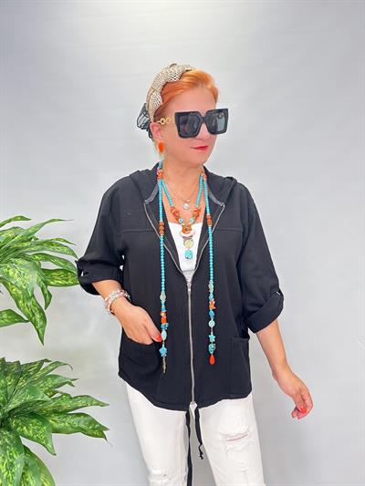 3340 Tok Yapıda Pamuklu Mevsimlik Ceket Siyah