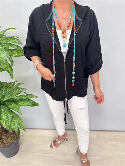 3340 Tok Yapıda Pamuklu Mevsimlik Ceket Siyah