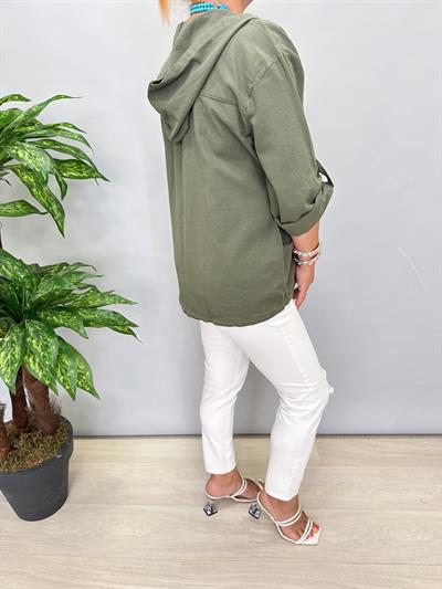 3340 Tok Yapıda  Pamuklu Mevsimlik Ceket Yeşil