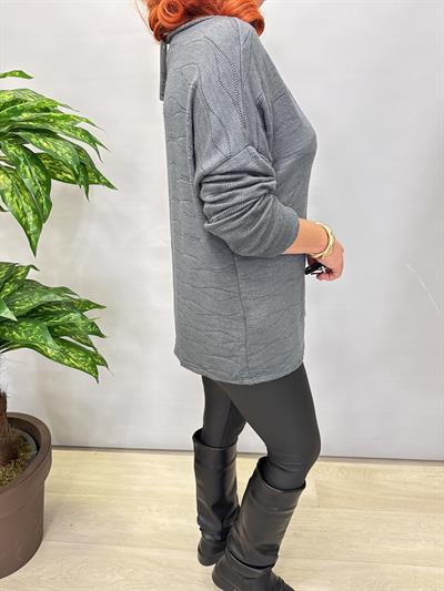 3345 Italyan İnce Sim Detay Triko Bluz Gri