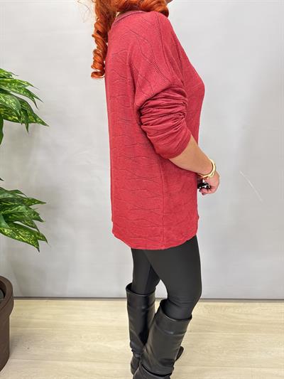 3345 Italyan İnce Sim Detay Triko Bluz Bordo