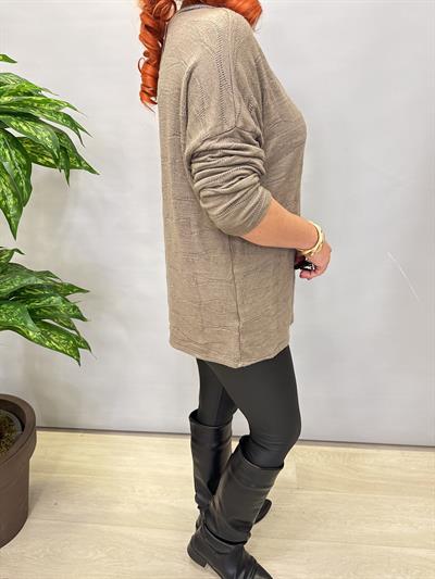 3345 Italyan İnce Sim Detay Triko Bluz Vizon