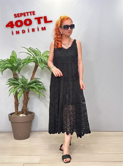 3380 Italyan Elbise Siyah