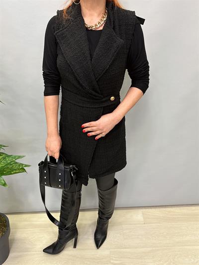 34182 (1 BEDEN BÜYÜK ALINIZ) TÜVİT ASİMETRİK YELEK SİYAH