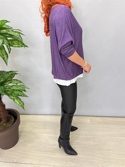 3541 Kolye hediyeli Triko Bluz Mor