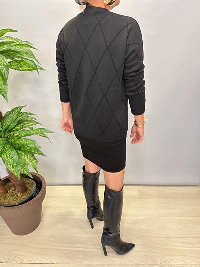 3554 Trok Detaylı Triko Siyah