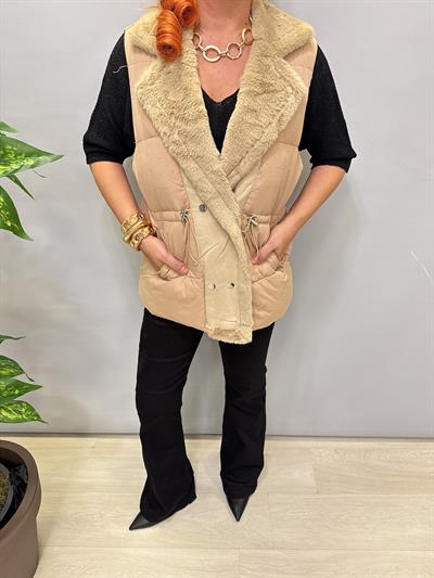 3570 Taş Detay Şişme Yelek Camel